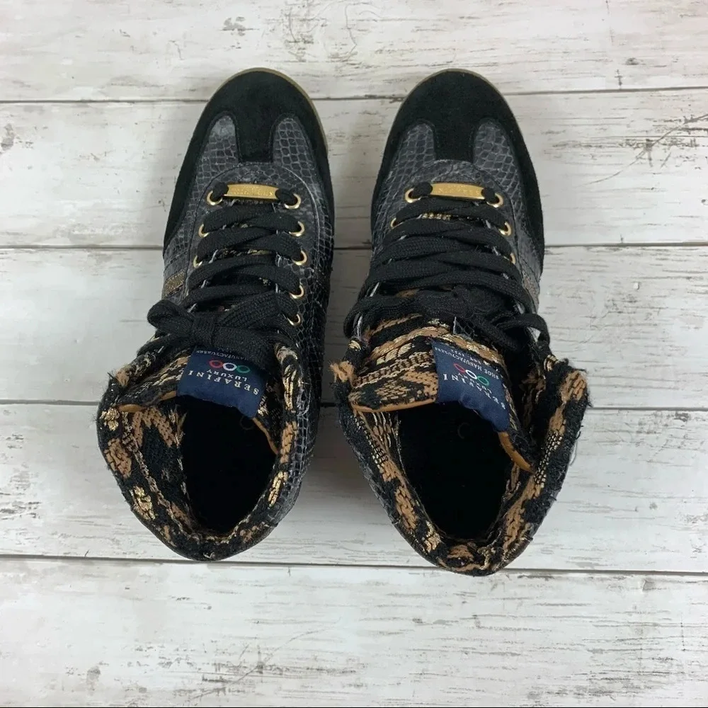 Serafini Luxury Sneakers Snake High Top Wedge 38
